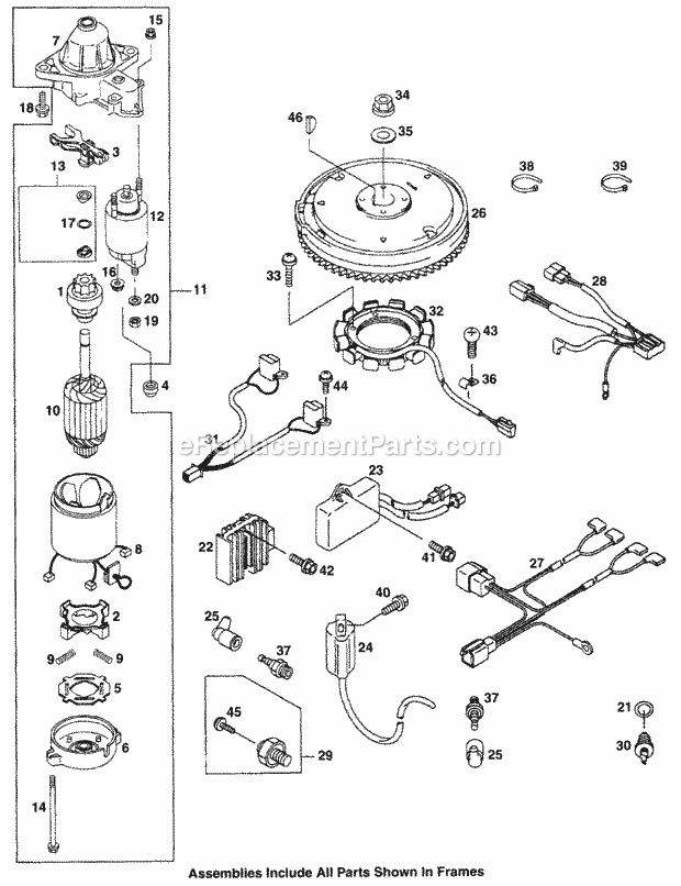 Engine Flywheel & Starter (Model 365l) Diagram and Parts List for 365L 53CA1D5K100 Cub Cadet Lawn Mower